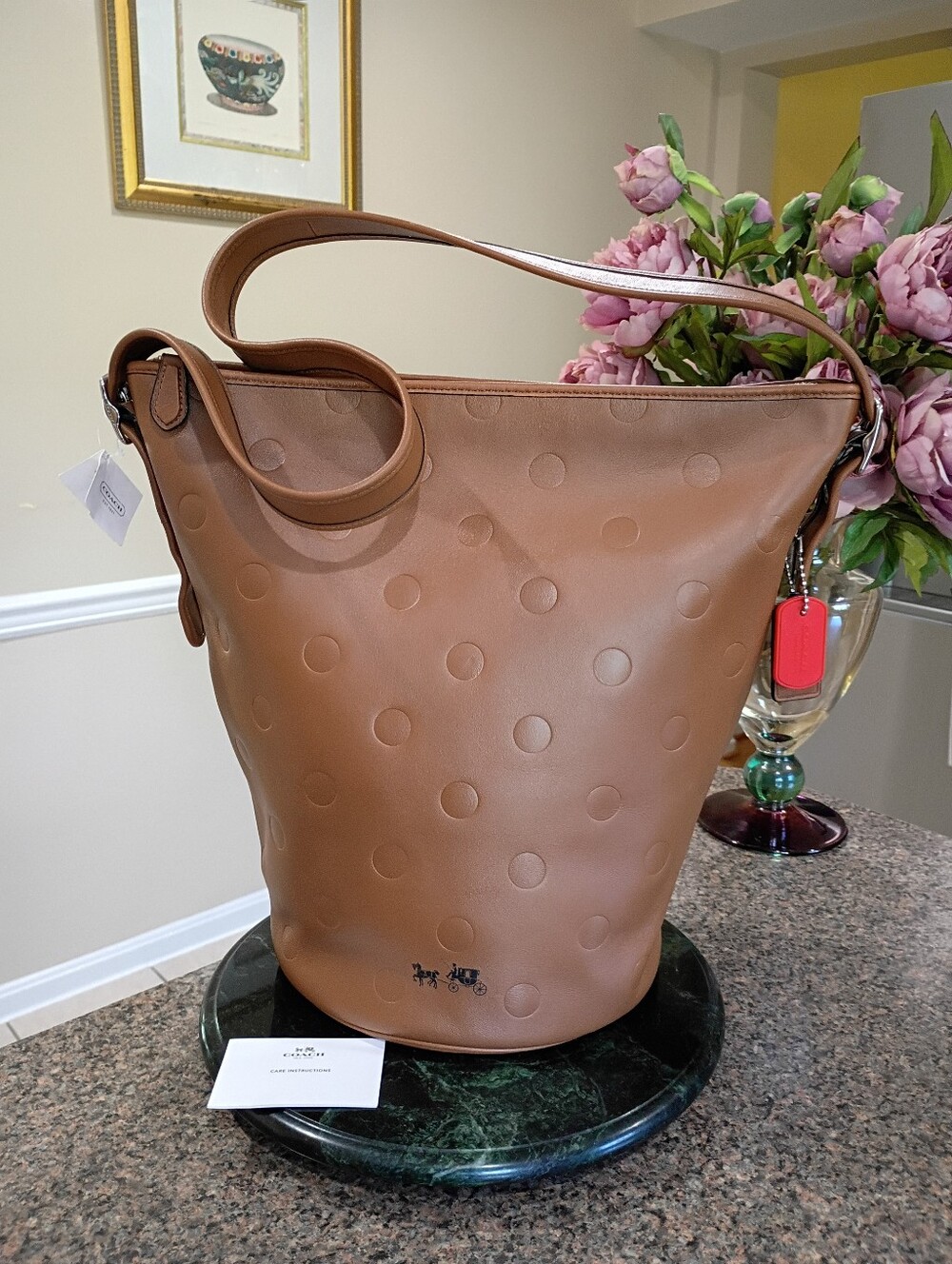 NWT Coach Limited  Edition Saddle Dot Leather  Duffle Bucket